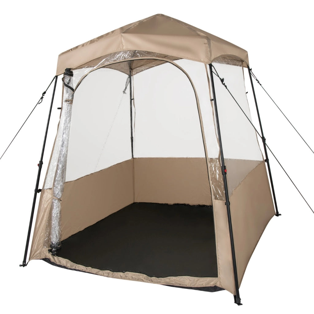 Tenda sportiva pop up con borsa da trasporto, Tenda a bolla portatile in PVC trasparente per pesca e campeggio 160 cm Marrone-Tende