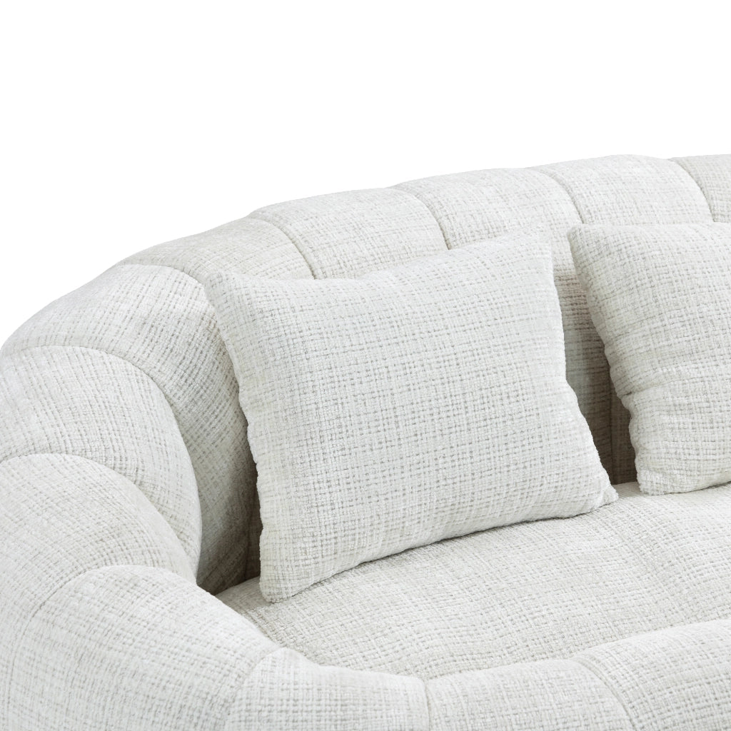 Poltrona pouf 2 posti con memory foam, senza montaggio, in Chenille, Beige