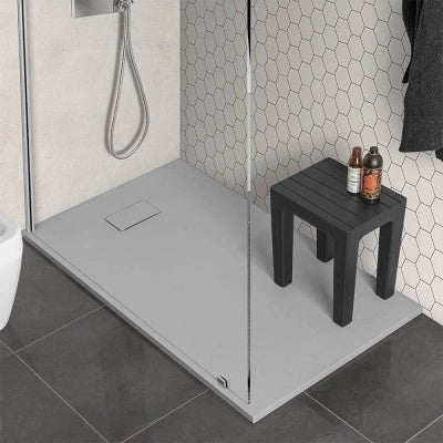 Piatto doccia 80x90 in resina grigio effetto pietra riducibile Agorà