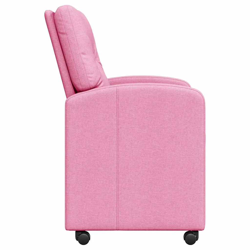Sedie da Pranzo con Ruote 2 pcs Rosa 57 x 67 x 95 cm Tessuto