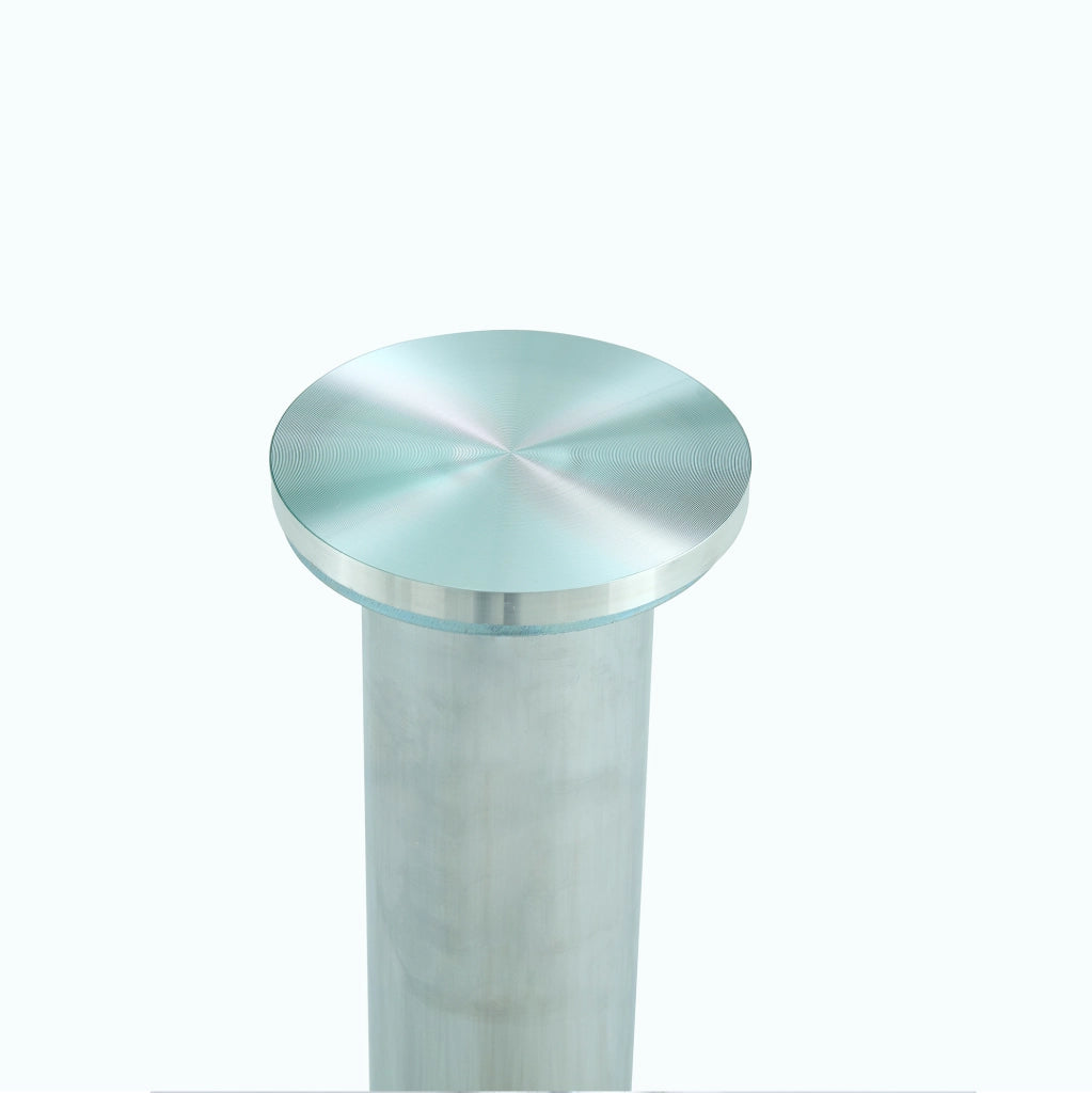 Tavolo Bar Rotondo in Vetro Trasparente 85 cm con Base in Metallo Argento 76 cm Altezza
