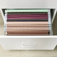 Armadietto da Ufficio con 2 Cassetti e 5 Ruote, Schedario in MDF e Truciolato, 43x45x72 cm, Bianco