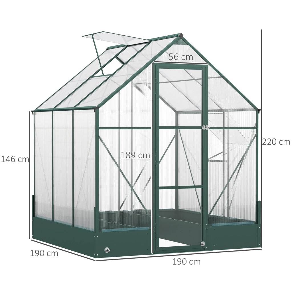 Easycomfort Serra da Giardino in Policarbonato e Alluminio con Finestre e Base Inclusa, 190x190x220 cm