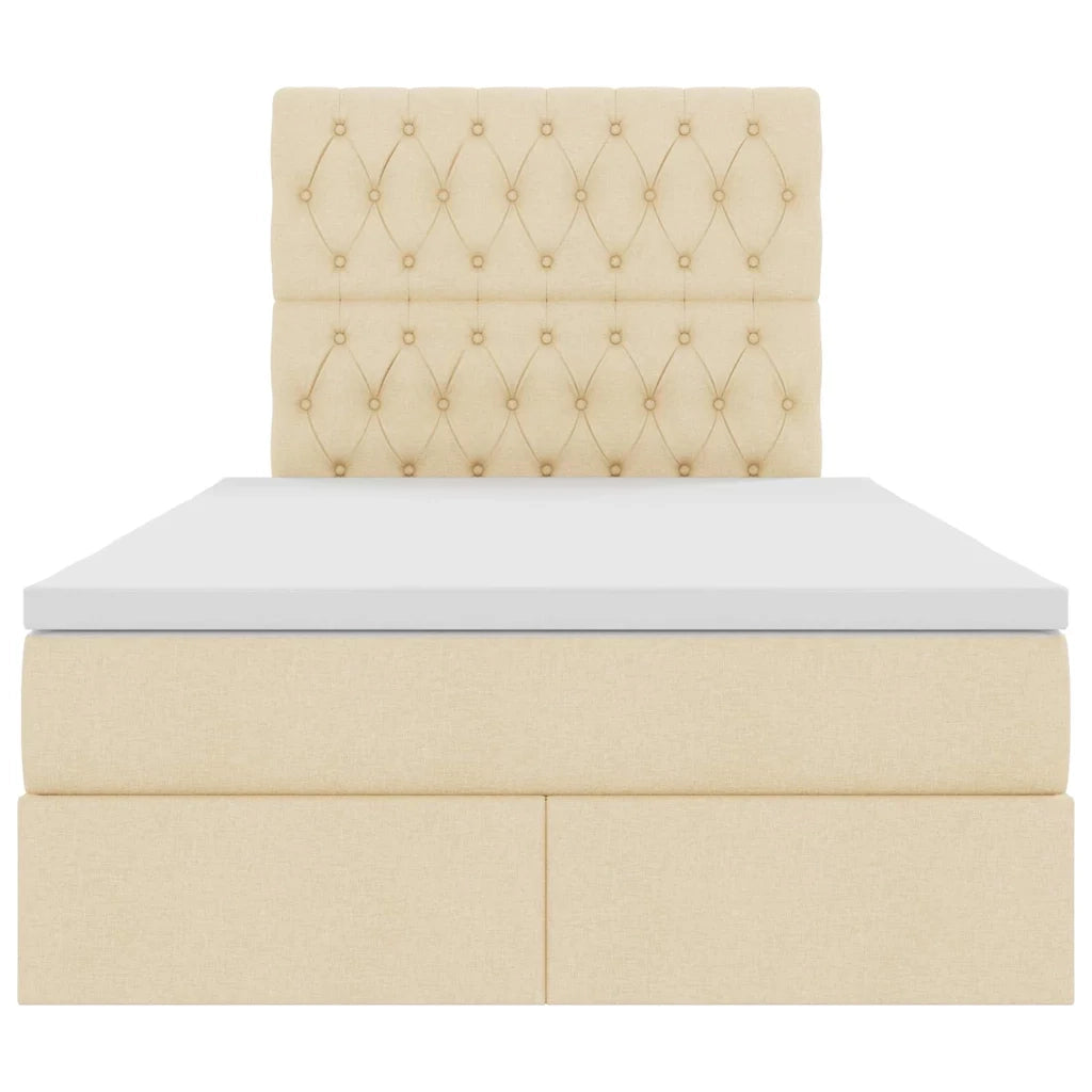 Letto con contenitore e materasso Crema 120 x 200 cm Poliestere