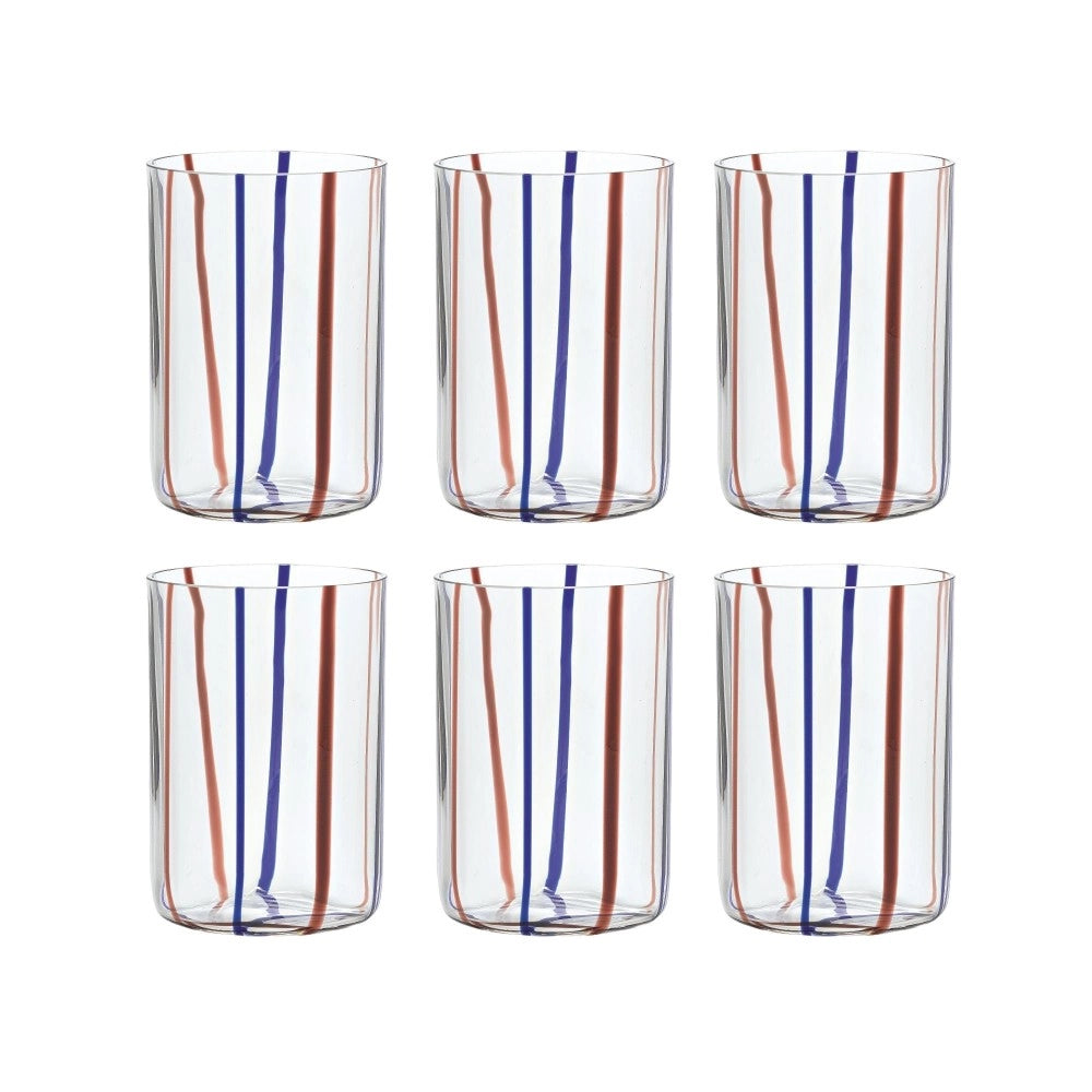 Bicchiere Tirache Zafferano in vetro borosilicato bicolore Ametista-blu box 6 pezzi