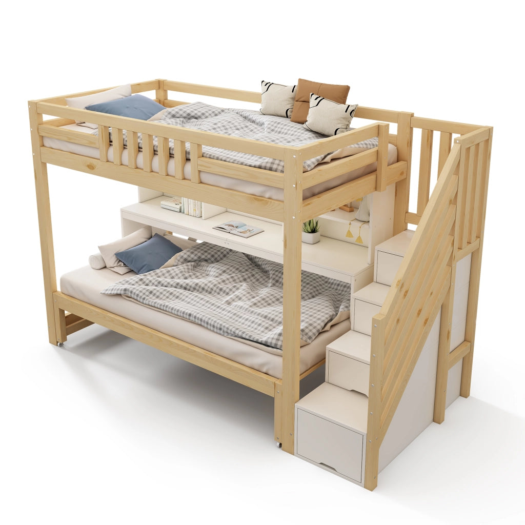 letto a castello in legno bianco e rovere 97 x 254 cm