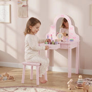 TAVOLO TOELETTA 2 in 1 con specchio rimovibile e cassetto, Rosa