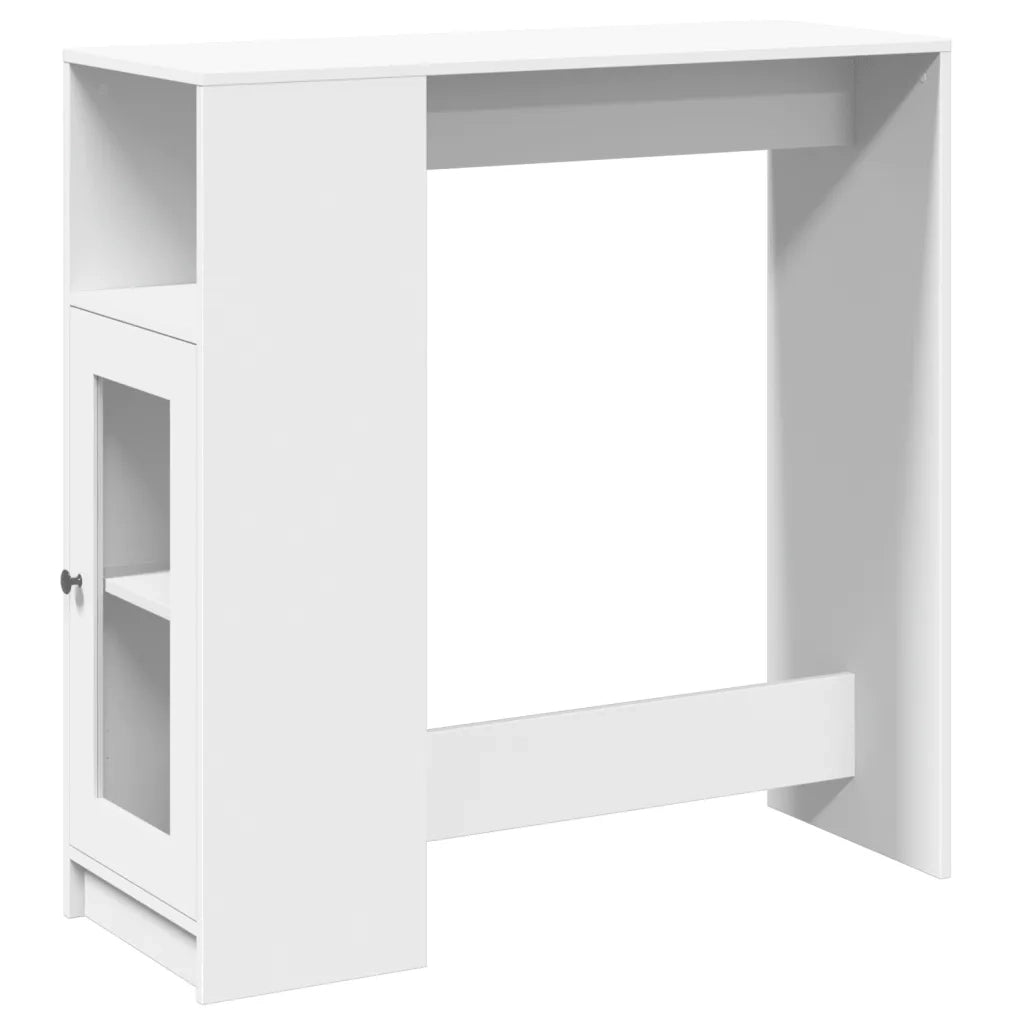 Tavolo Bar con Rastrelliera Bianco 101x40x103,5 cm Multistrato