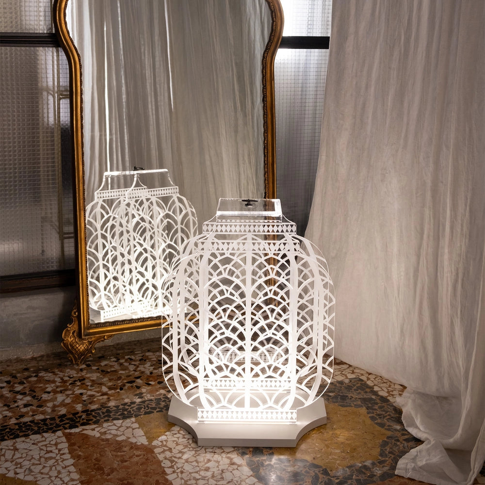 LAMPADA DA TAVOLO GRANDE WIRELESS ATENA LED 4200°K / 24 Volt - 12 W/Mt Intensità dimmerabile AVORIO