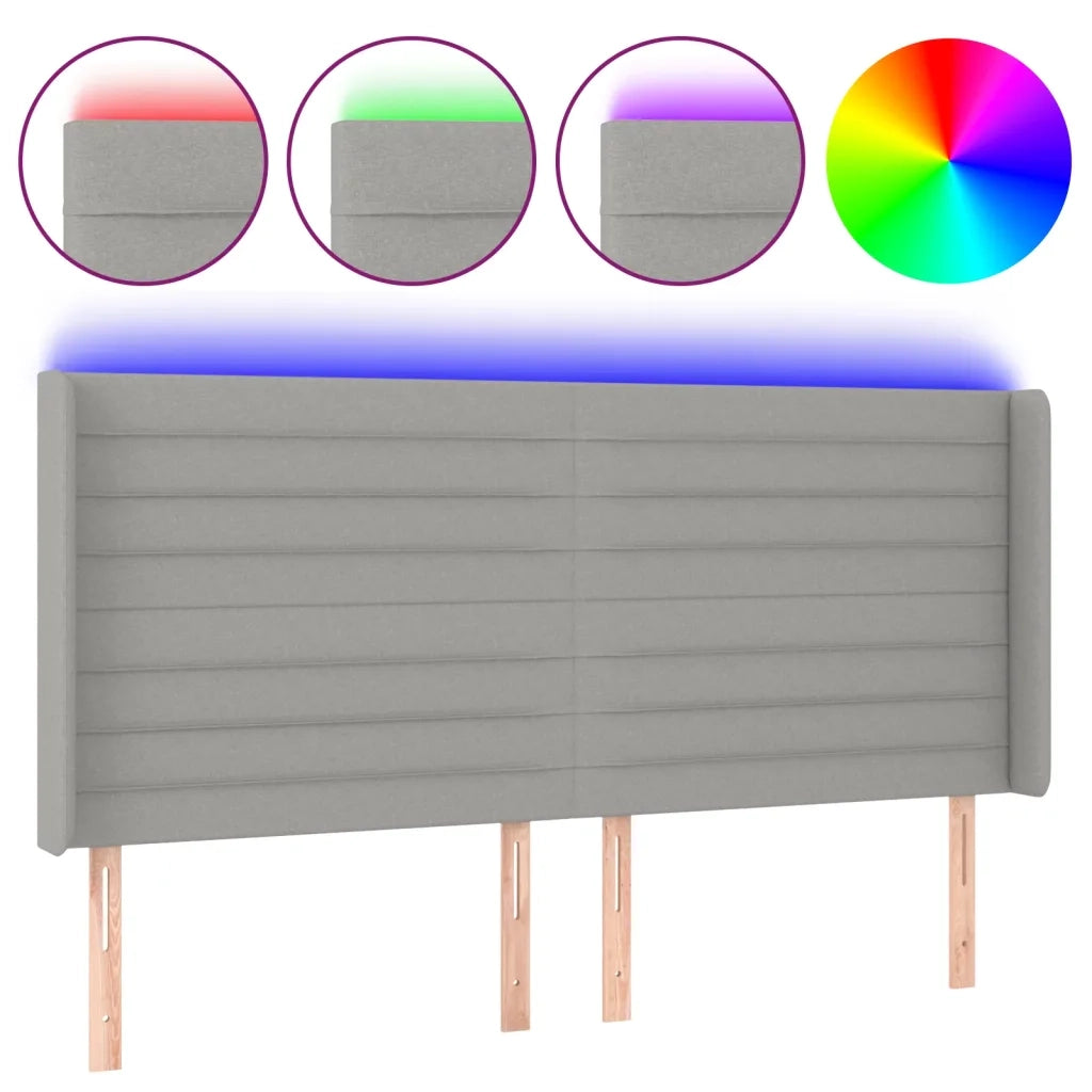 Testiera a LED Grigio Chiaro 203x16x118/128 cm in Tessuto 3124210