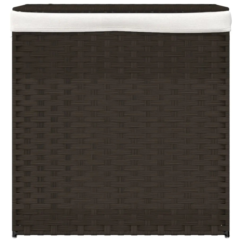 Cesto Biancheria 2 Sezioni Marrone Scuro 53x35x57 cm Polyrattan 372035