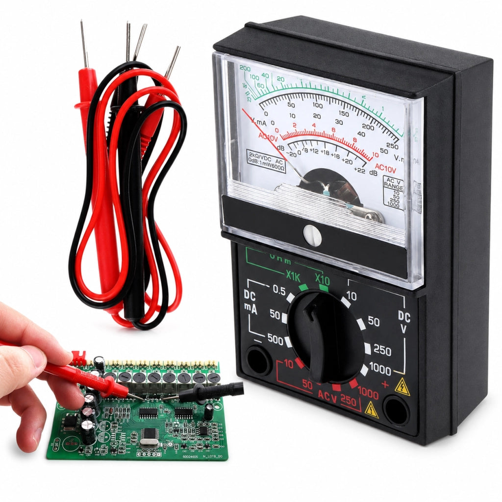 Multimetro Analogico AC/DC 1000 V con Puntali e Batteria VHT02260