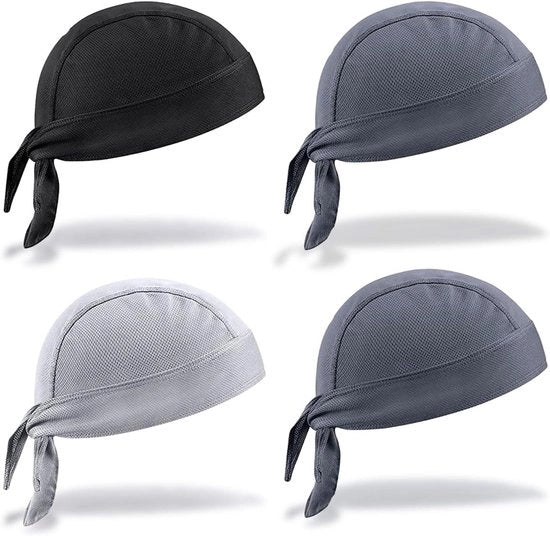 Set di 4 bandane per uomo, motivo crani, anti-UV, assorbimento rapido - per sport, ciclismo, escursioni, pattinaggio e arrampicata