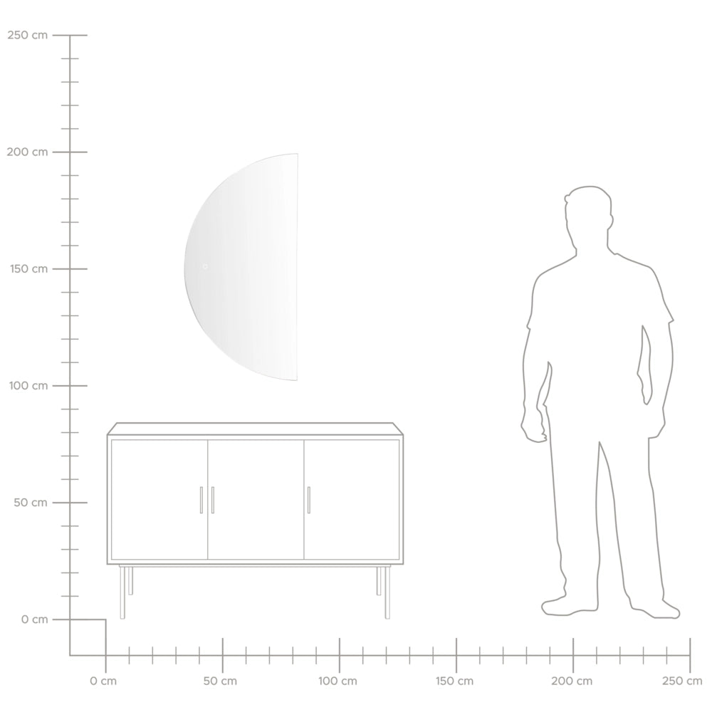 Specchio LED sospeso 50 x 100 cm semicircolare moderno contemporaneo per il bagno Vanity montato a parete per il trucco in camera da letto
