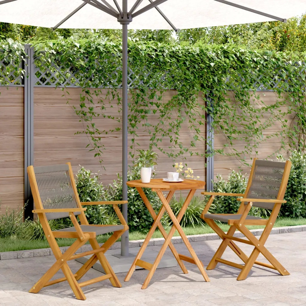 Set da Bistrot 3pz Grigio in Polipropilene e Legno Massello 3281794
