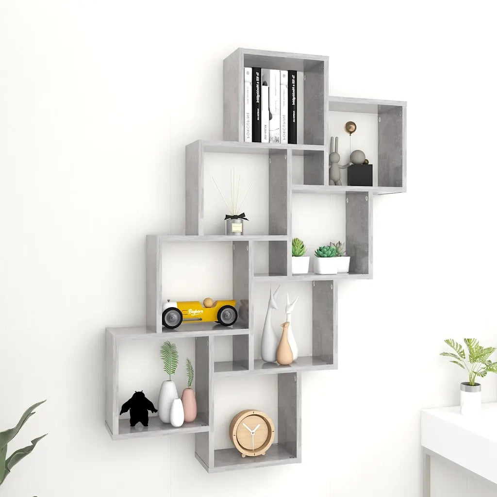Mensola Parete Cubo Grigio Cemento 90x15x119 Legno Multistratocod mxl 127088