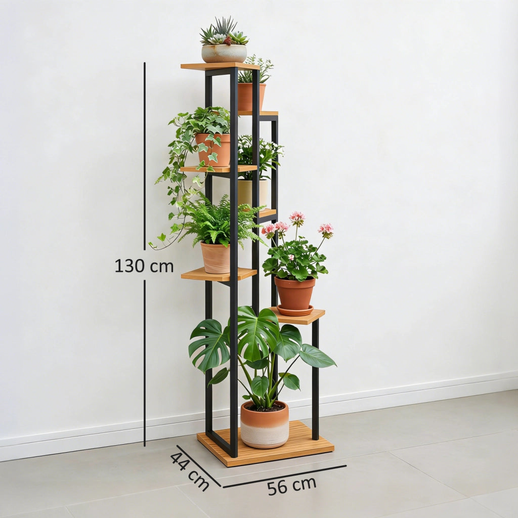 Portapiante a 7 livelli ¨C zephmum ¨C 130 cm in legno chiaro