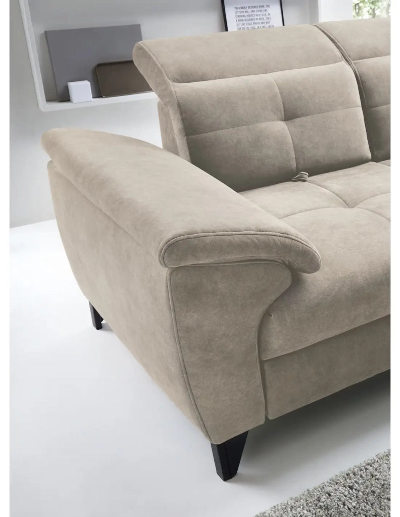 Divano ad angolo Beige 5 posti angolo destro letto supplementare INFERNO