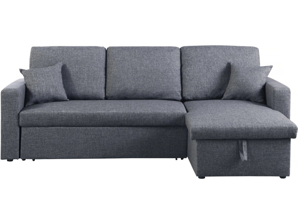 Divano angolare trasformabile/reversibile con cassapanca "Alain II" - 3 posti - Grigio scuro