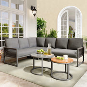 Set Divano Angolare da Giardino 6-7 Posti con Cuscini ¨C Xylo ¨C Polyrattan, Grigio
