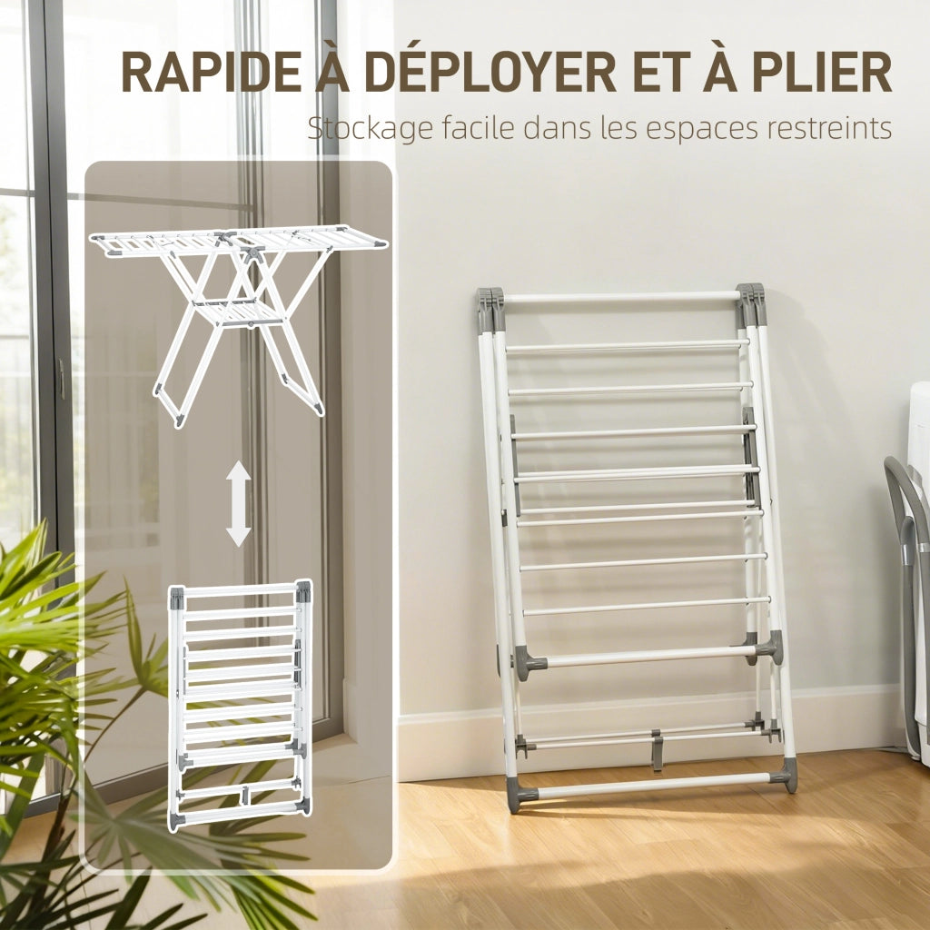 Stendibiancheria pieghevole a bracci regolabili ¨C zephmum ¨C 156,5x61,5x97 cm bianco