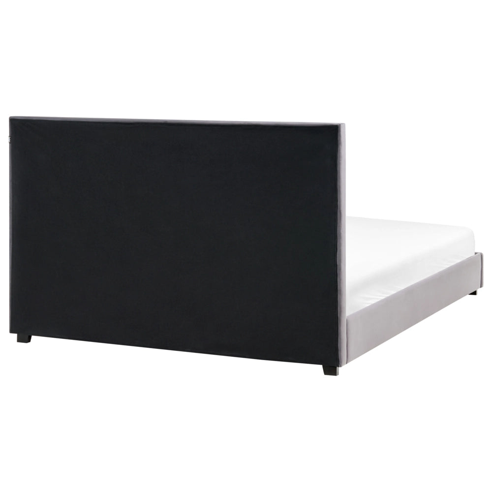 Letto matrimoniale ad acqua in velluto grigio scuro 180 x 200 cm testata imbottita stile moderno