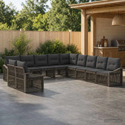 Set Divano da Giardino 11 pz Grigio polyrattan 3436058