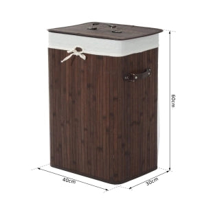 Portabiancheria pieghevole con coperchio in bambù, 72L, 40x30x60 cm, marrone scuro