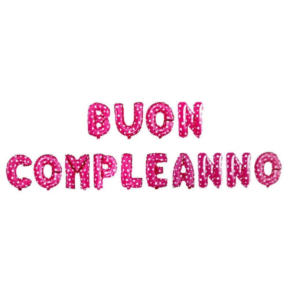 Trade Shop - Palloncini Di Buon Compleanno Per Festa Party Decorazione Striscione Gonfiabile - Rosa