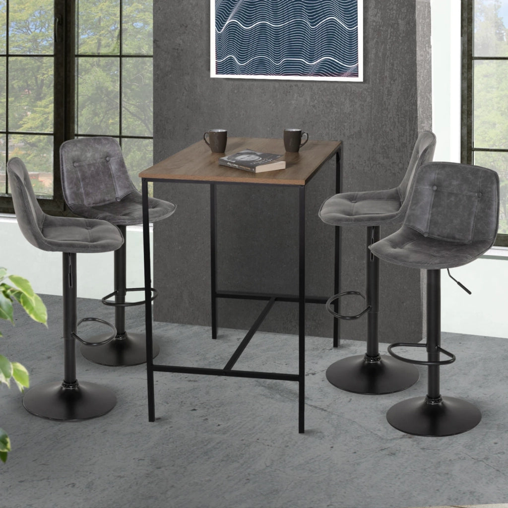 IDMarket - Set di 4 sgabelli da bar DENVER grigio vintage
