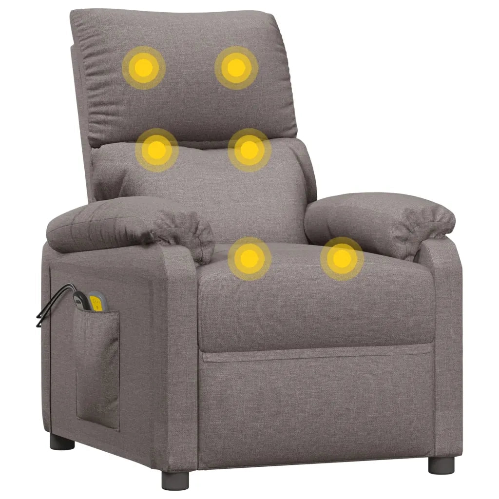 Poltrona Elettrica Massaggiante Reclinabile Tortora in Tessuto cod mxl 31748