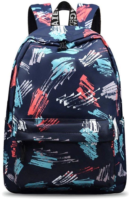 Borsa per Scuola Moda per Tempo Libero per Donne Ragazzi con Porta Laptop Impermeabile in Nero Blu Marino