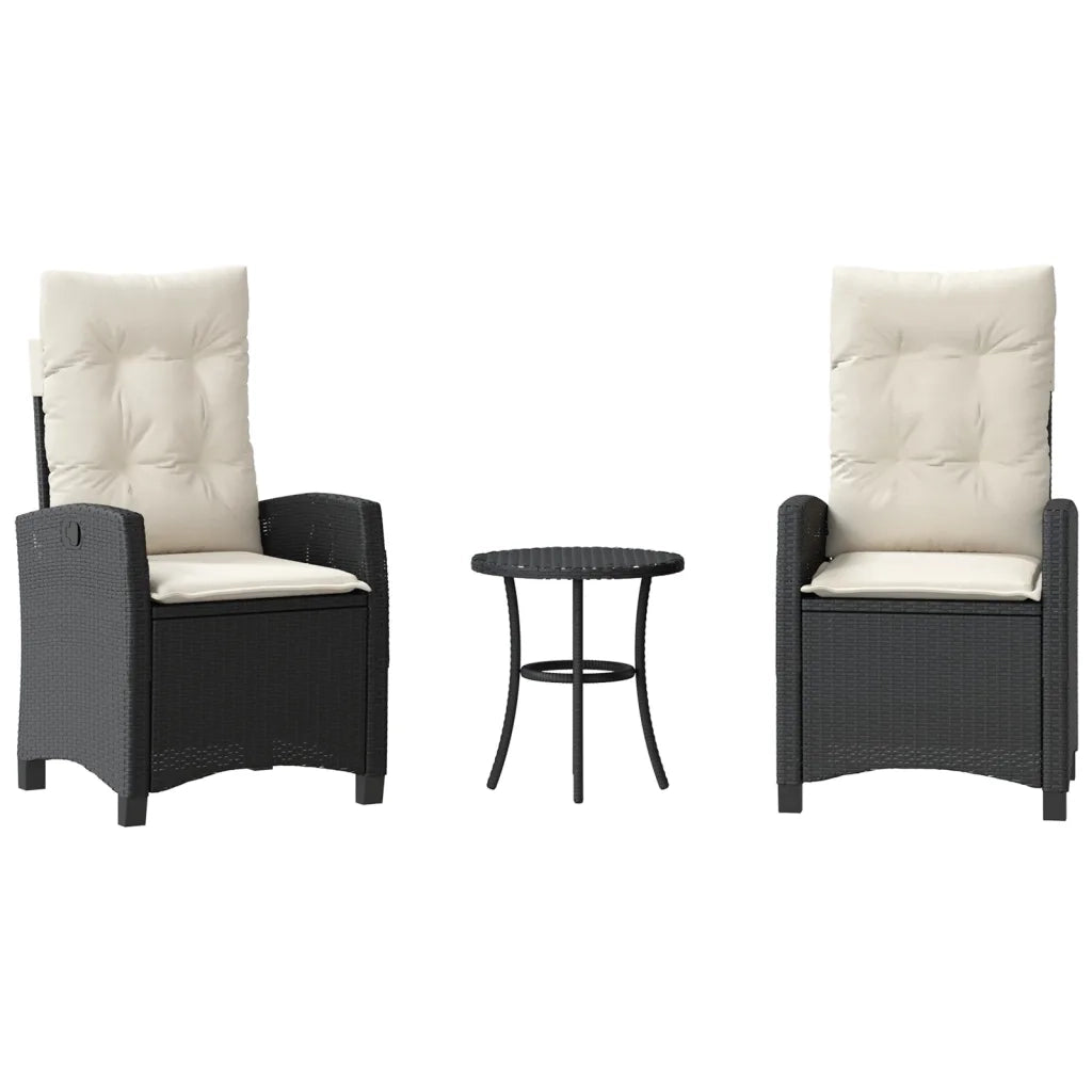 Set da Bistrò 3 pz con Cuscini Nero in Polyrattan 365224