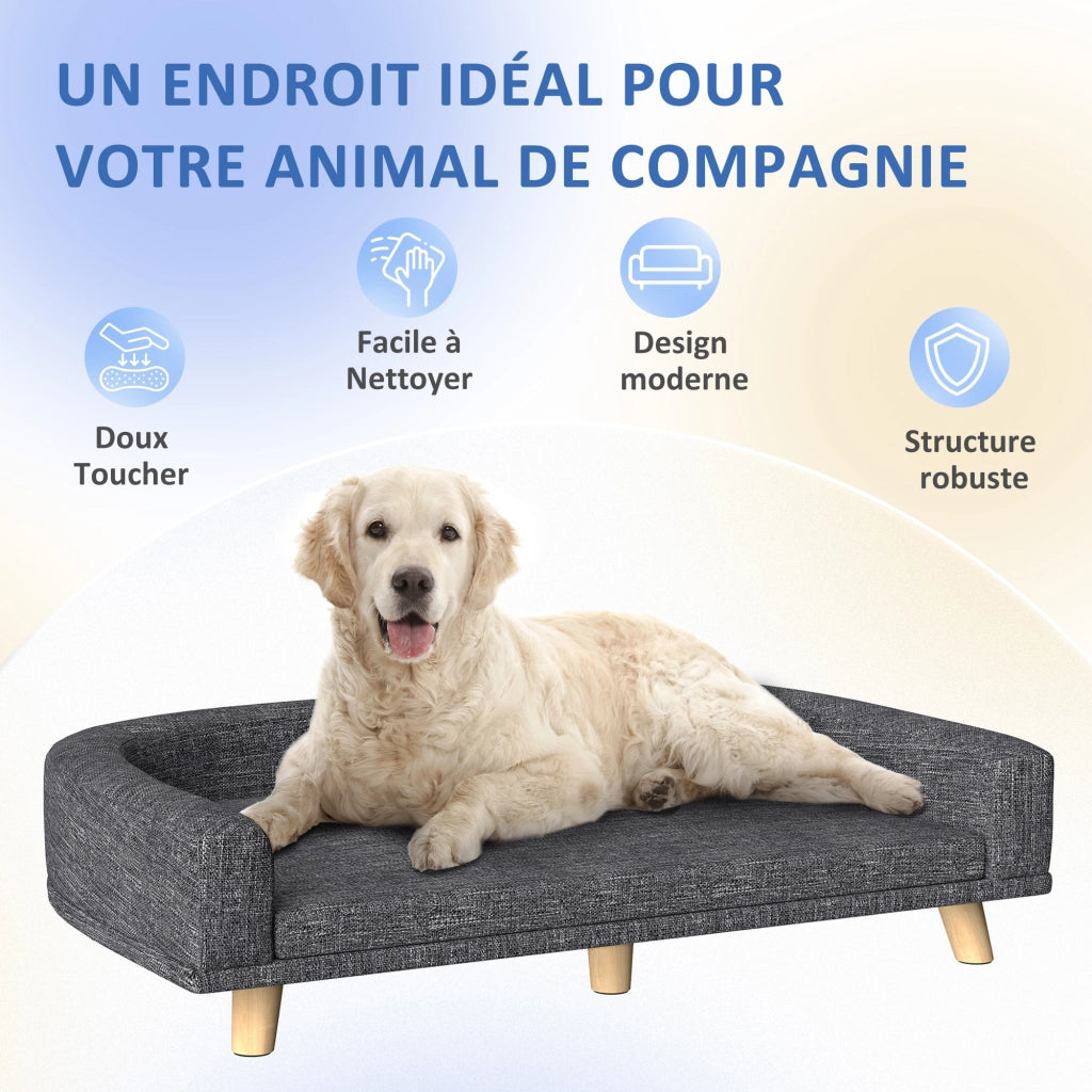 Letto per Cane con Cuscino Lavabile ¨C Zephmum ¨C Grigio Scuro 98x67x25 cm