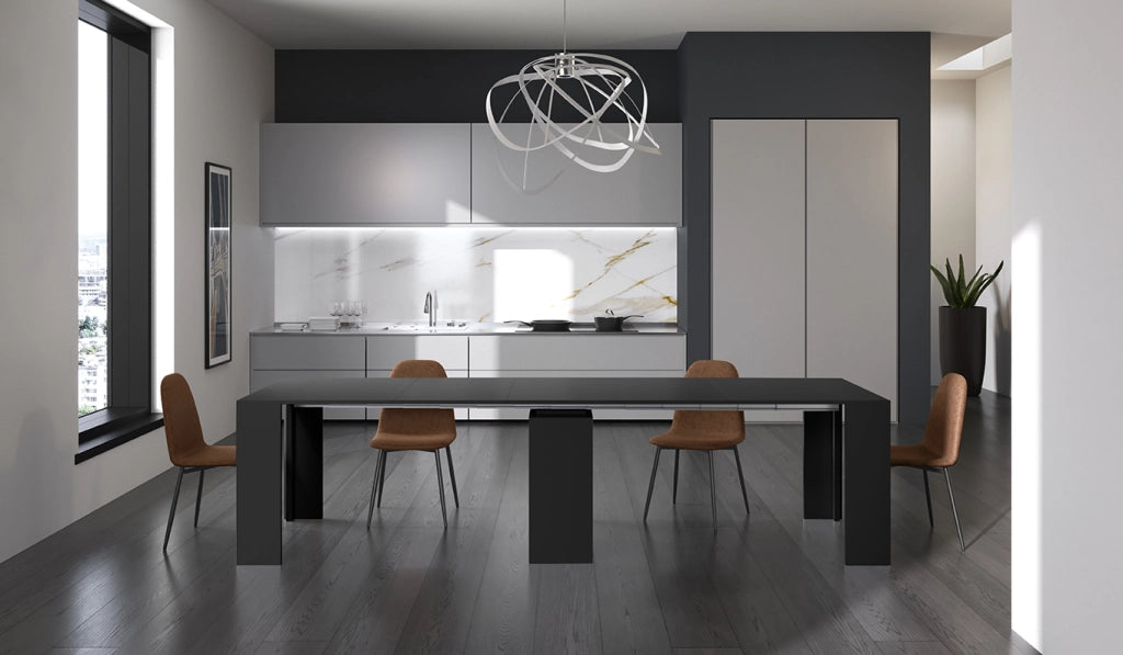 Pinocchio - Consolle allungabile (42,5/302,5 x 90 cm) in MDF laccato nero