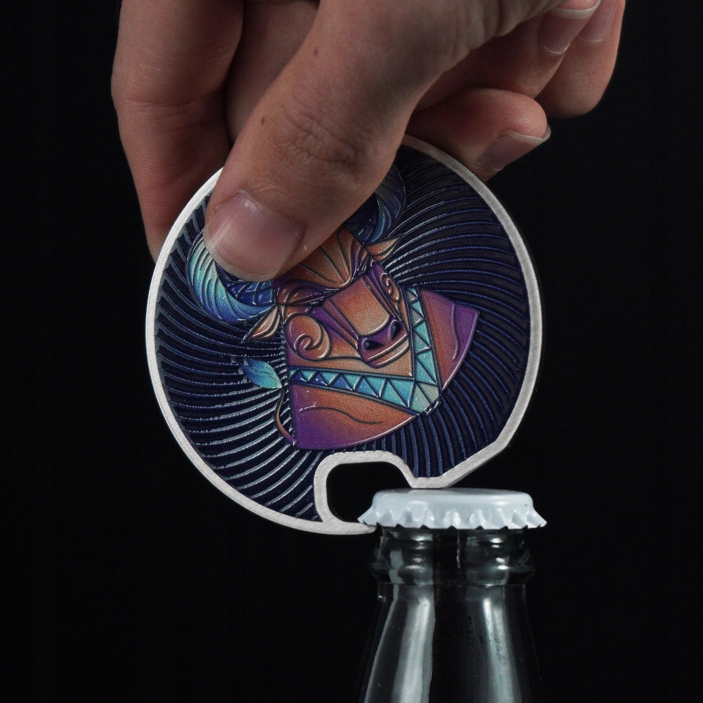 Apribottiglie KADAX con tappo in metallo per bottiglia di birra, regalo con segno zodiacale Toro, resistente.