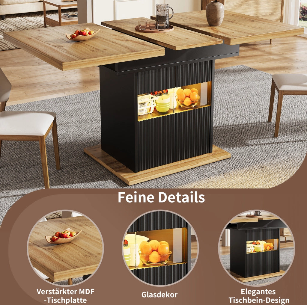 Tavolo da pranzo estensibile con contenitore LED 110-140 cm
