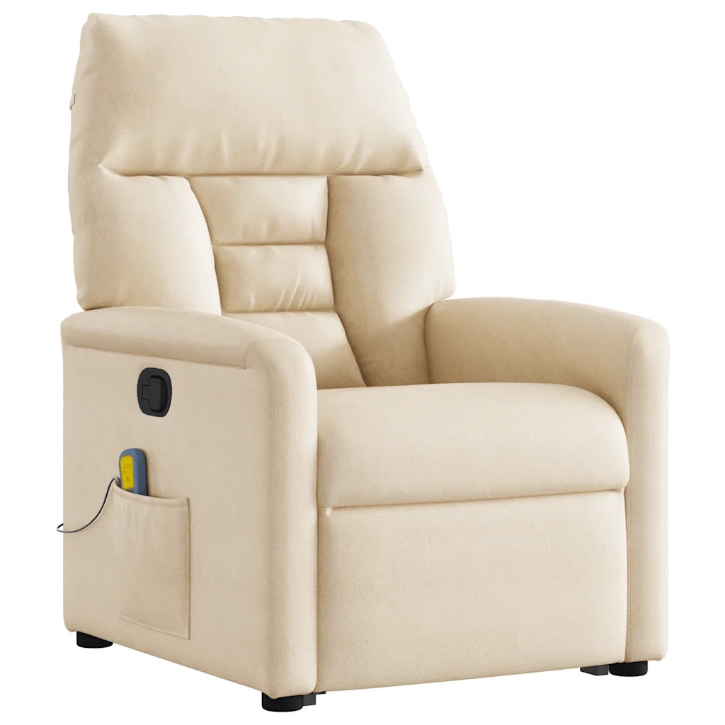 Poltrona Alzapersona Reclinante Massaggiante Beige Microfibra 3303099