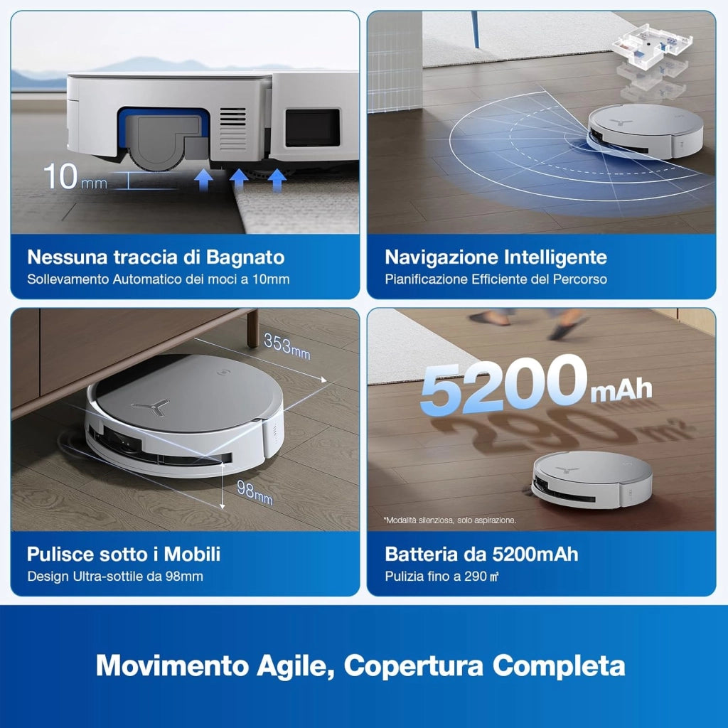 ECOVACS DEEBOT X8 OMNI Robot Aspirapolvere Lavapavimenti con Stazione Auto-Pulente, 18000Pa, Spazzola OZMO ROLLER Auto-Lavaggio Mocio Istantaneo con Acqua Calda a 75℃, Asciugatura Aria Calda, Bianco
