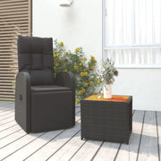 Set Mobili Giardino 2pz Nero Polyrattan e Legno Massello Acaciacod mxl 125172