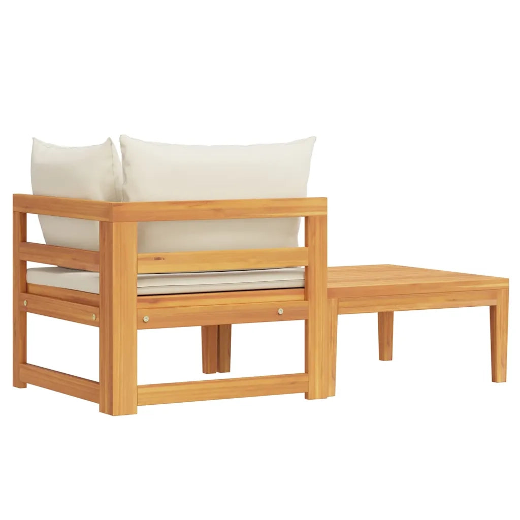 Salotto da Giardino-Set Divani Giardino 2 pz Cuscini Bianco Crema in Legno d'Acacia 713799