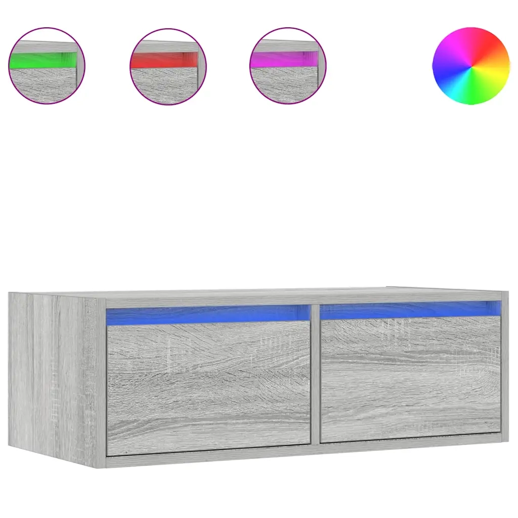 Mobile Porta TV con Luci LED Grigio Sonoma 75x35,5x25 cm 860234