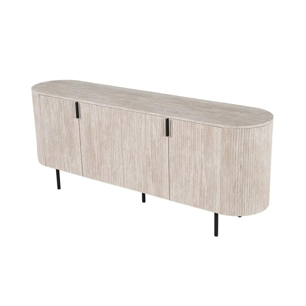 Buffet VAGOS – Coloris rovere chiaro – 4 porte – 200 cm – Grande credenza moderna – Pratico contenitore