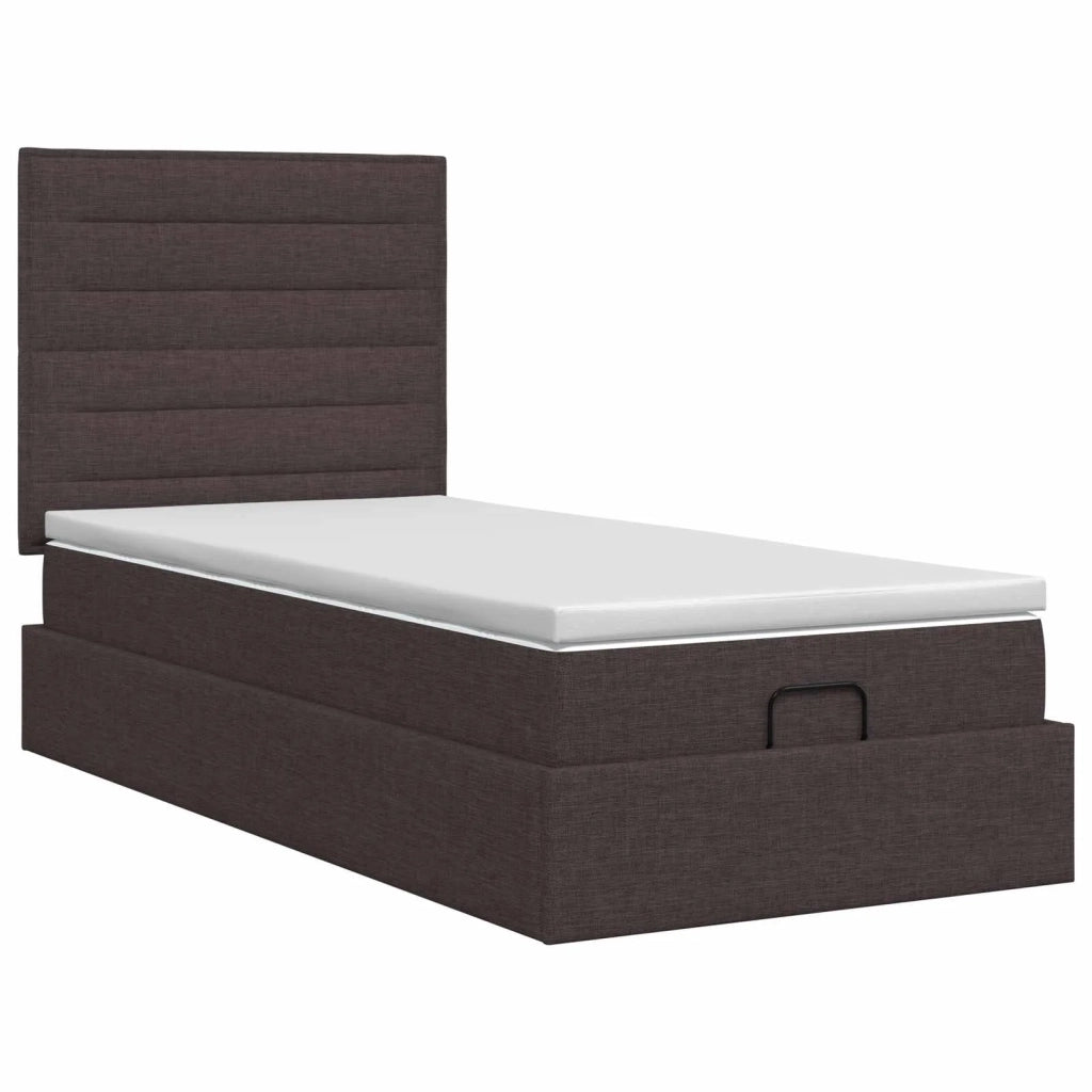 Letto ottomano con materasso Marrone Scuro 100 x 200 cm Tessuto 3457386