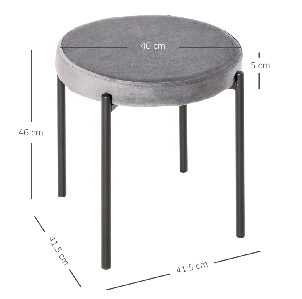Set di 4 sgabelli impilabili in velluto grigio scuro