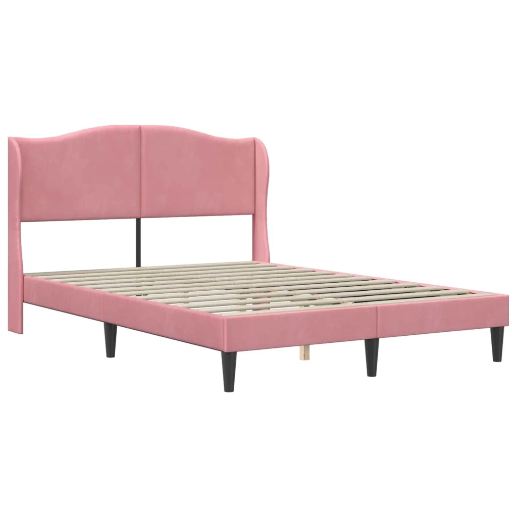 Struttura del letto con testiera Rosa 160 x 200 cm Velluto 42027932
