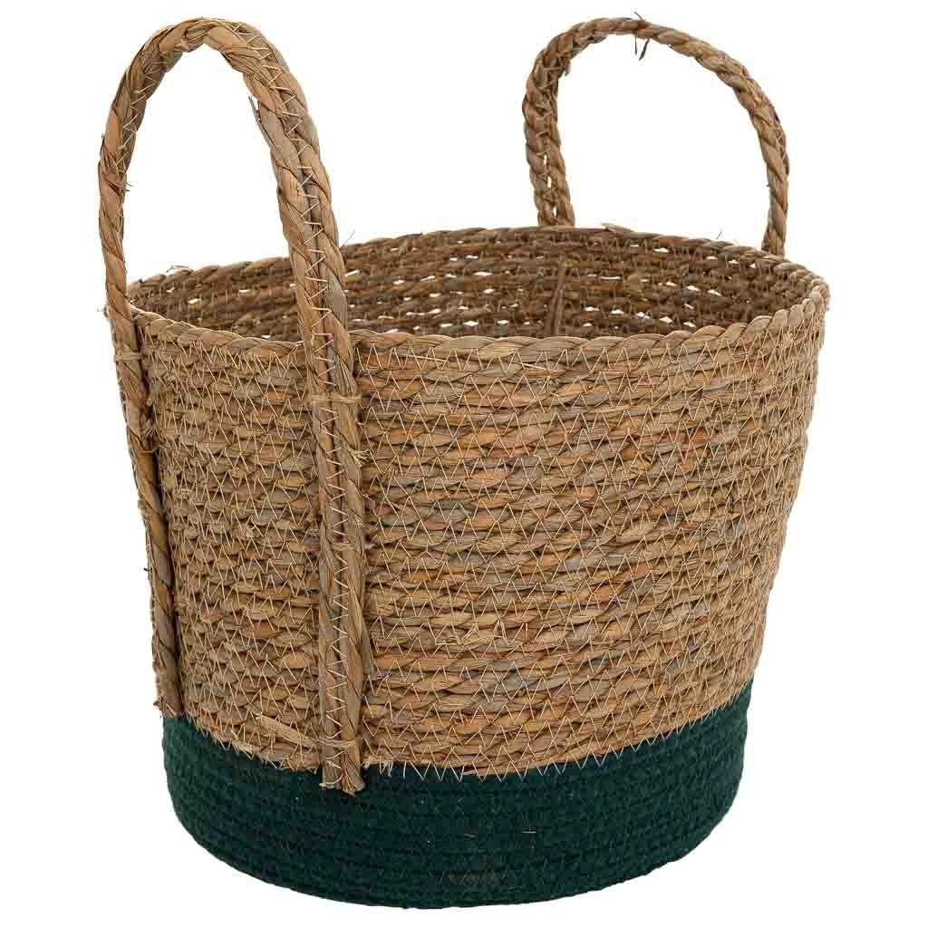Cesto in fibra naturale e cotone nero D29x24/34