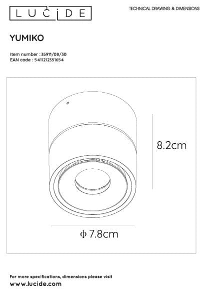 Faretto incasso Lucide Yumiko LED 8W 2700K 627lm nero