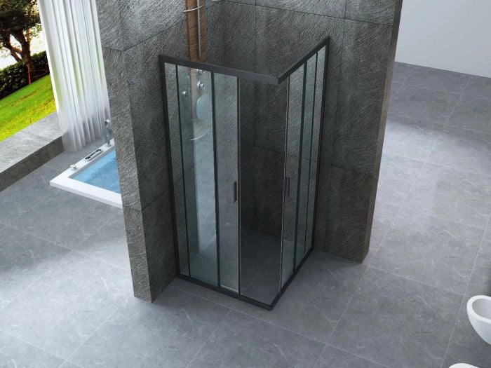 Box doccia scorrevole profilo nero cristallo 6mm trasparente anticalcare h.190cm Doliso Noir 75x100 cm