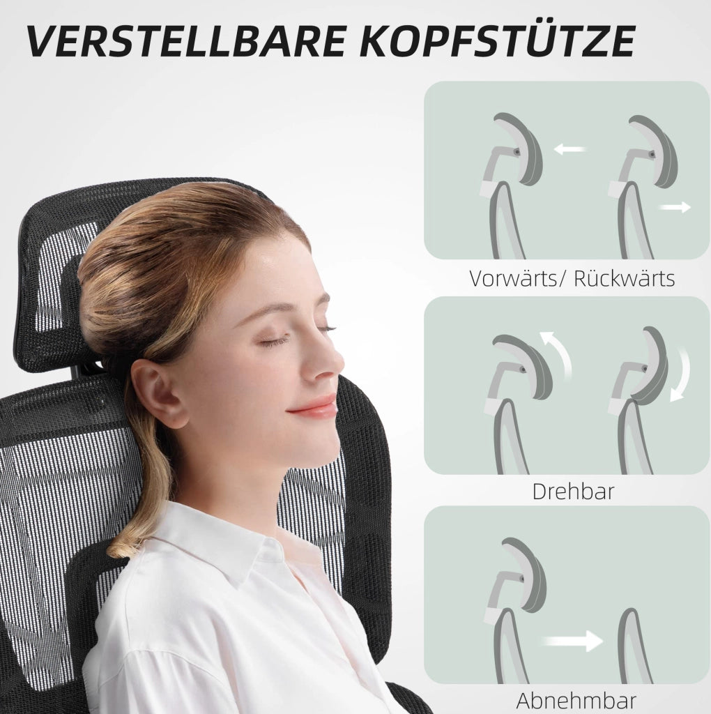 Sedia da ufficio ergonomica in rete con poggiapiedi